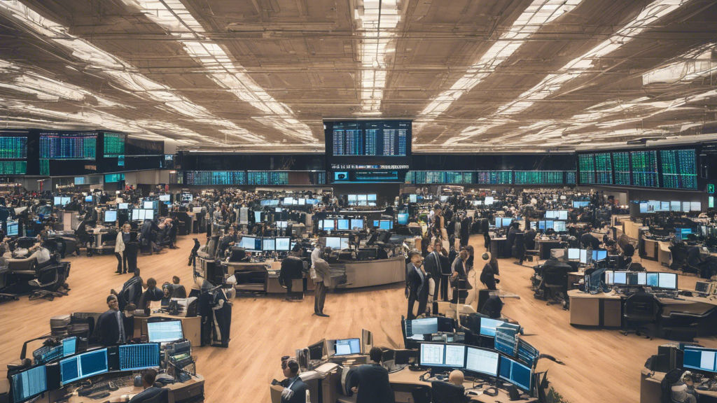 A busy trading floor, with analysts working at banks of screens under a vaulted ceiling.