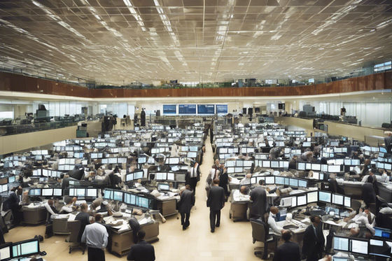 Analysts at work on a trading floor.